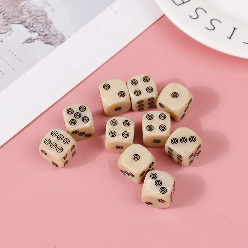 10-Pack 16mm Ivory Acrylic D6 Dice Set – Round Corner Board Game Board Game Dice Axl