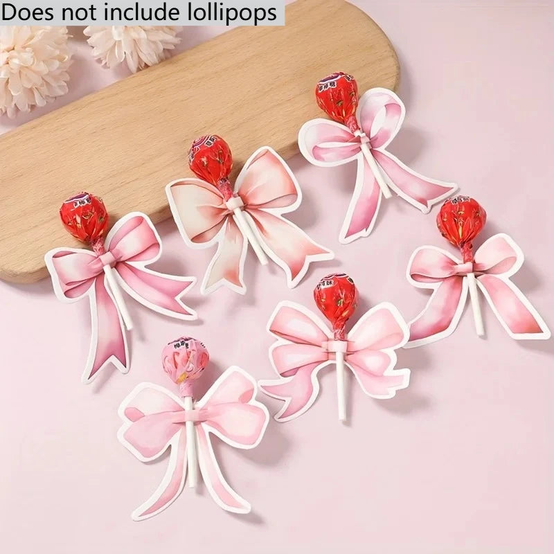 Bow Design Lollipop Wrapper Cards | Pastel Party Candy Tags Party Candy Tags Axl 48pcs