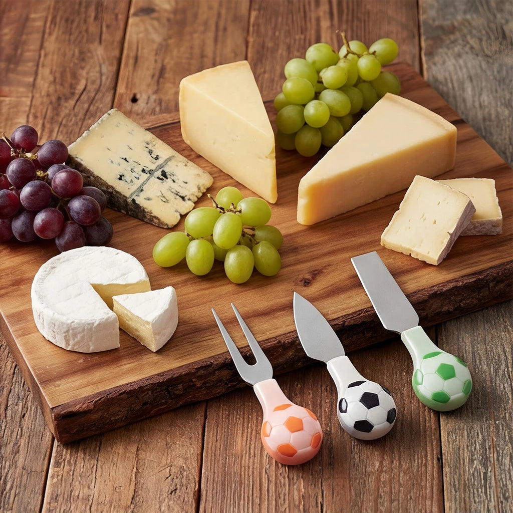 5-Piece Stainless Steel Cheese Knife Set – Football Handle Cheese Knife Set Axl