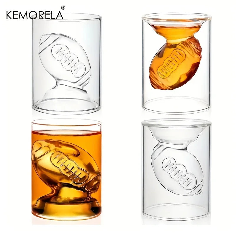 KEMORELA 3D Football Shot Glass – Reversible Whiskey Cup Gift Novelty Shot Glass Axl 4PCS 301-400ml