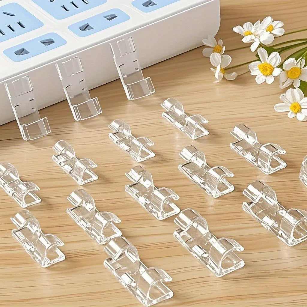Transparent Cable Clips – Wall & Desk Wire Management (20/60 Pcs) Cable Management Clips Axl