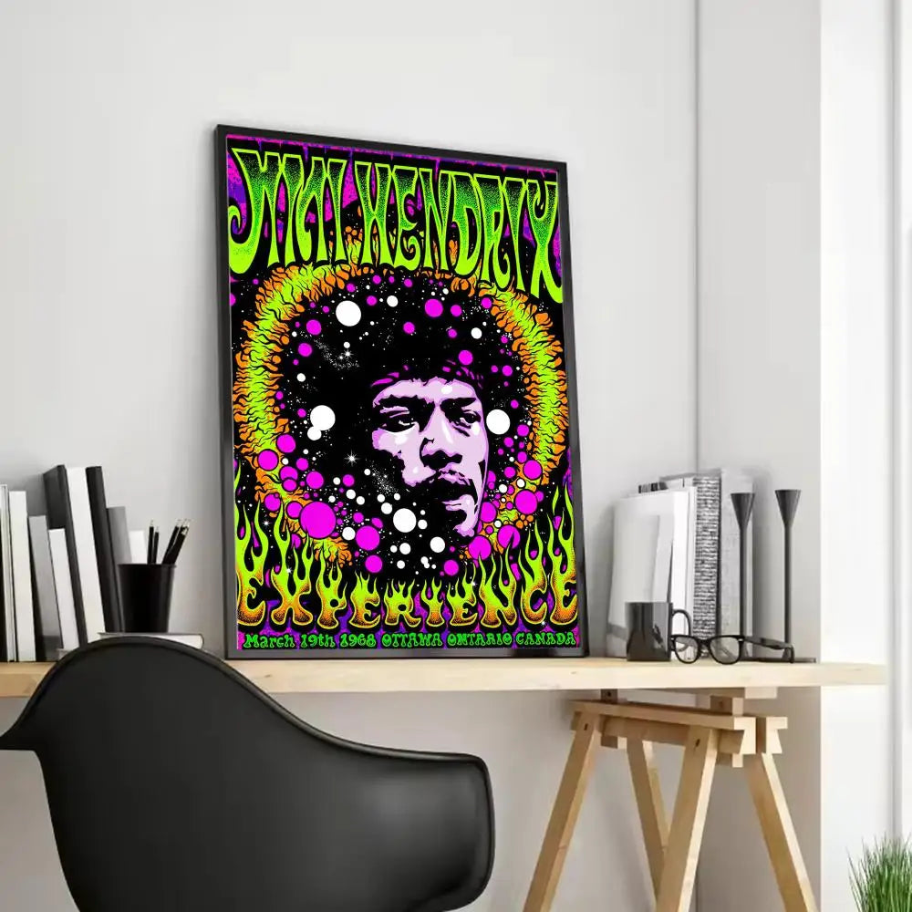 Jimi Hendrix Vintage Canvas Wall Art – Unframed Music Poster Canvas Wall Art Axl Black1 40X50cmFrameless