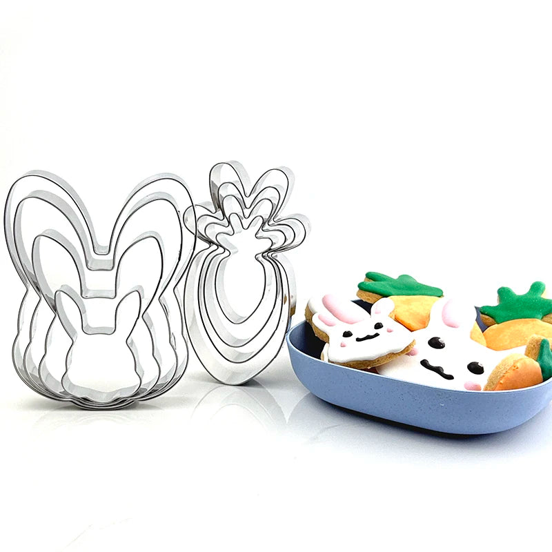 4-Piece Easter Bunny & Carrot Cookie Cutter Set – Stainless Steel Cookie Cutter Set Axl