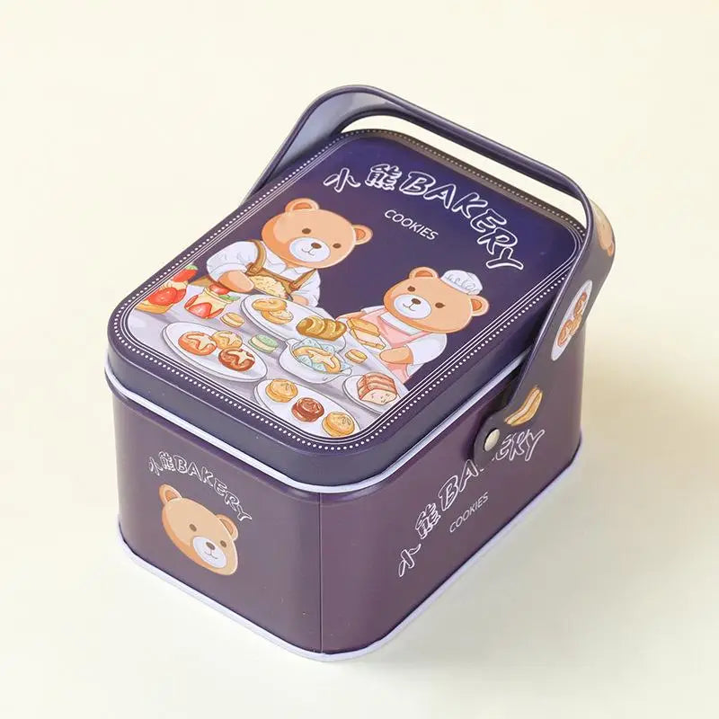 Vintage Tin Candy Box with Handle – Metal Storage Container Tin Storage Box Axl 10.5x8x6.3cm A5