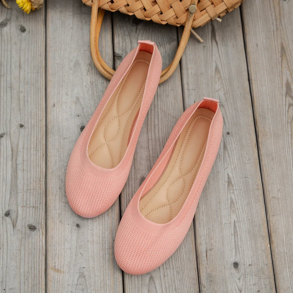 Women's Elastic Knit Slip-On Flats – Lightweight Breathable Loafers Women's Slip-On Flats Axl Pink 43