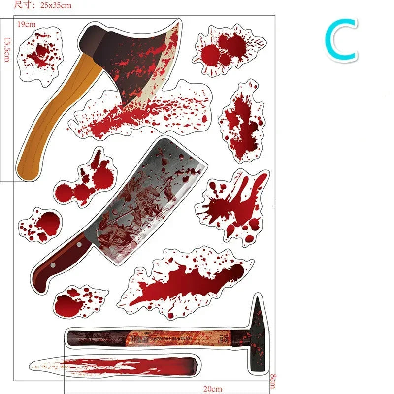 Halloween Blood Footprint Wall Stickers | Spooky Ghost Decor Halloween Wall Stickers Axl C