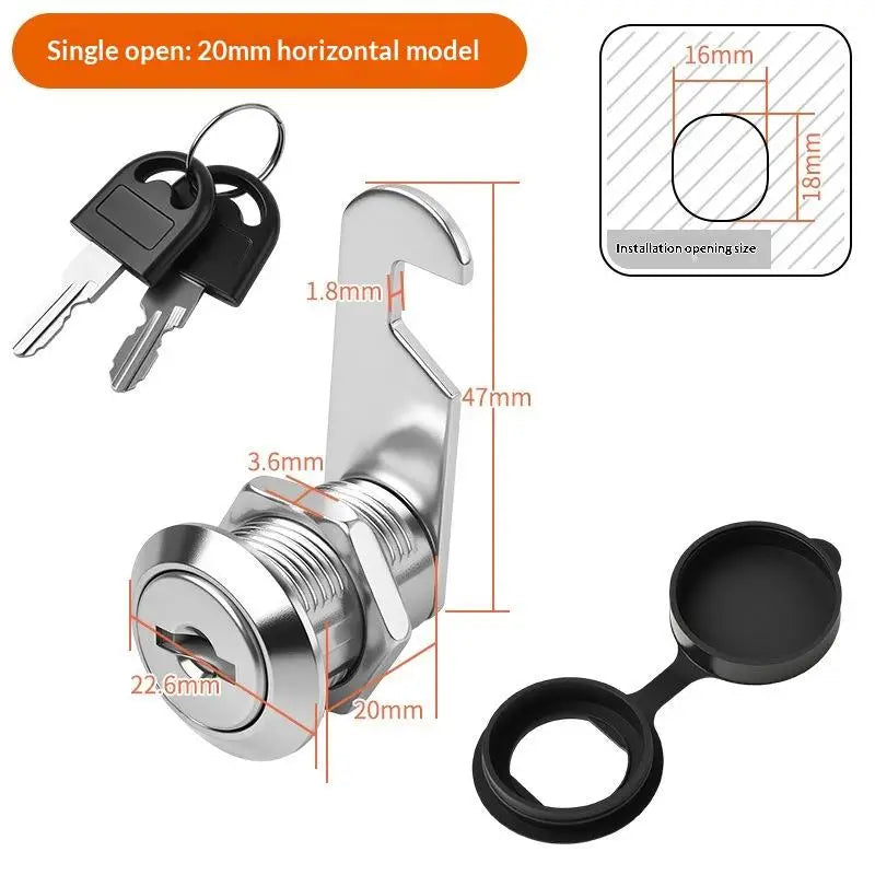Zinc Alloy Cam Lock Waterproof Cover Cabinet Drawer 2 Keys Cam Lock Axl A2