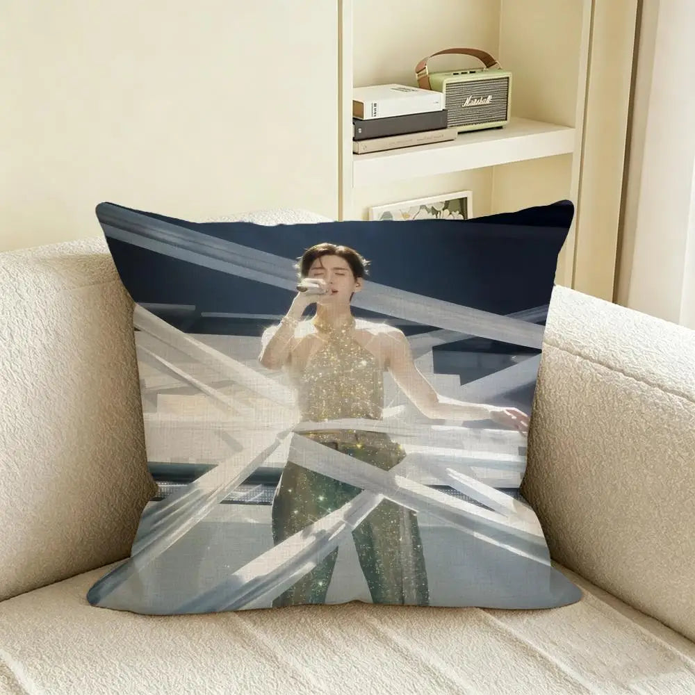 Natural Linen Cushion Covers – Printed Pillow Set for Sofa & Bed Linen Cushion Cover Axl White4 60X60cm