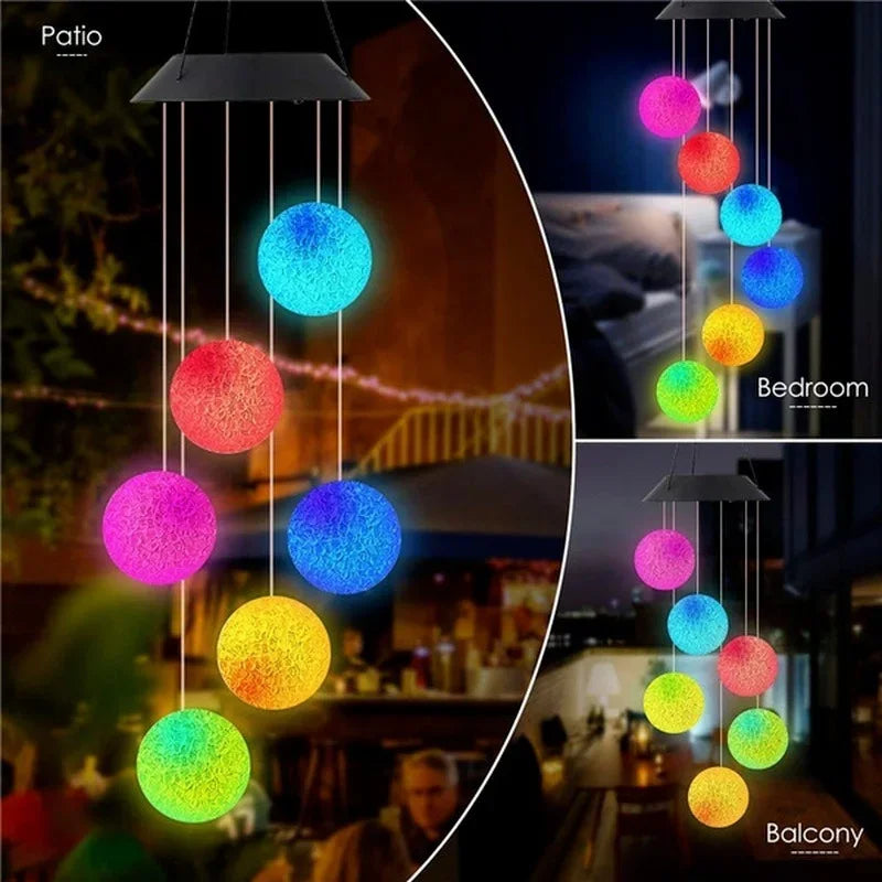 Solar LED Wind Chime Color Changing Crystal Ball Garden Light Solar Garden Light Axl