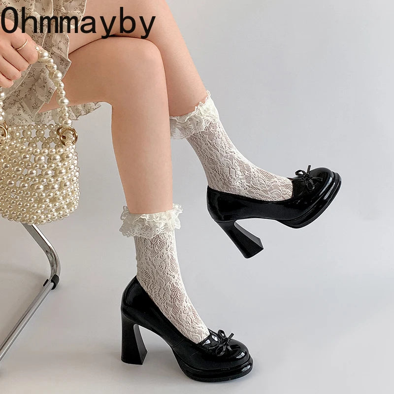 Women's Platform Mary Jane Pumps – Butterfly-Knot Slip-On Platform Mary Jane Pumps Axl