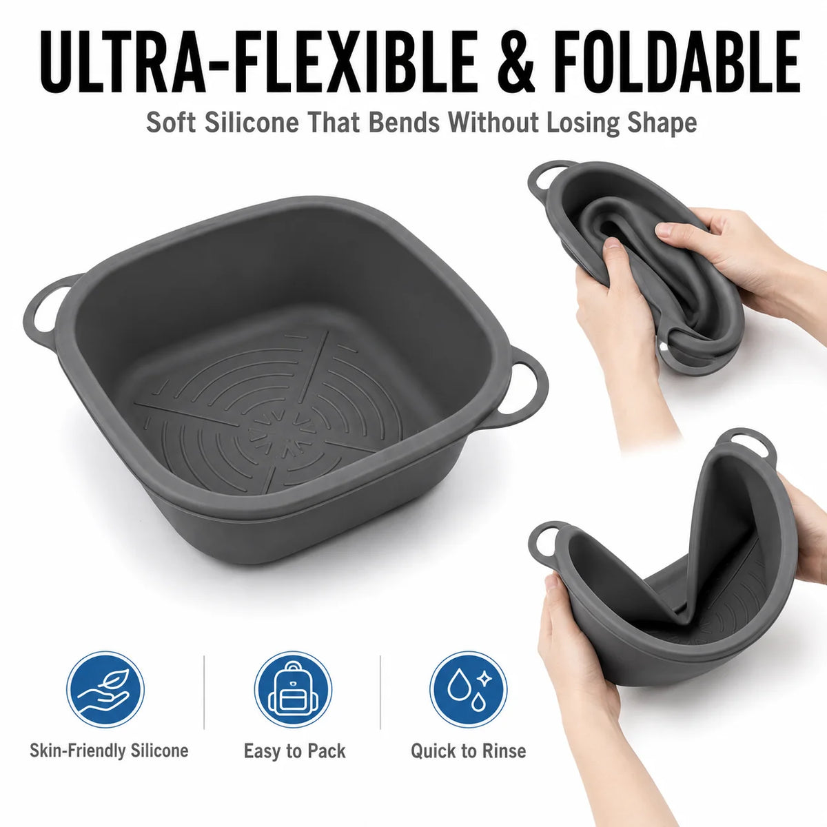 Foldable Silicone Face Basin Set – Ice Plunge & Travel Wash Bowl Silicone Wash Basin Axl