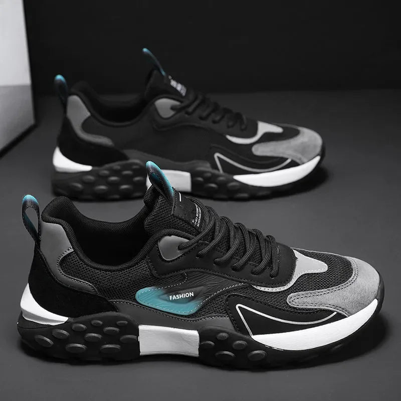 YBQJOO Men's Mesh Breathable Casual Sneakers | Lace-Up Casual Sneakers Axl Black 41