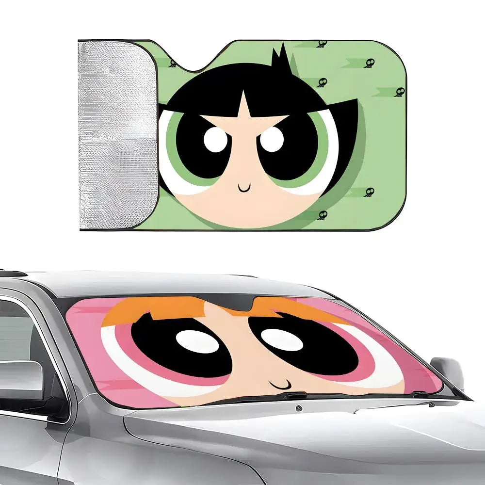 Powerpuff Girls Car Windshield Sunshade – Foldable Sun Visor Car Windshield Sunshade Axl