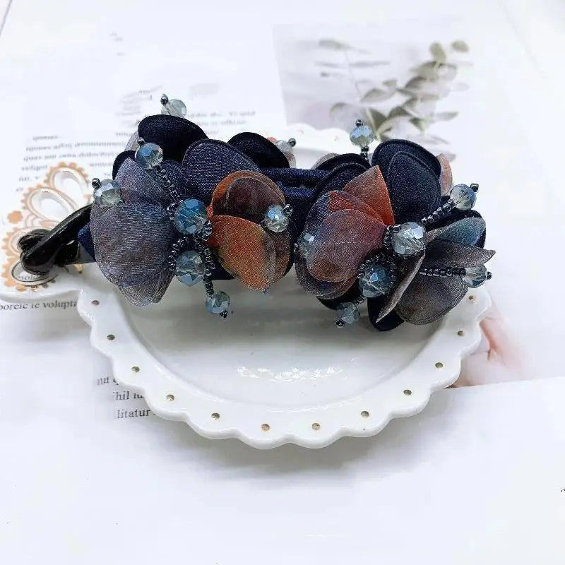 Non-Slip Floral Banana Hair Clip – Vintage Rose Barrette Hair Clip Barrette Axl A6