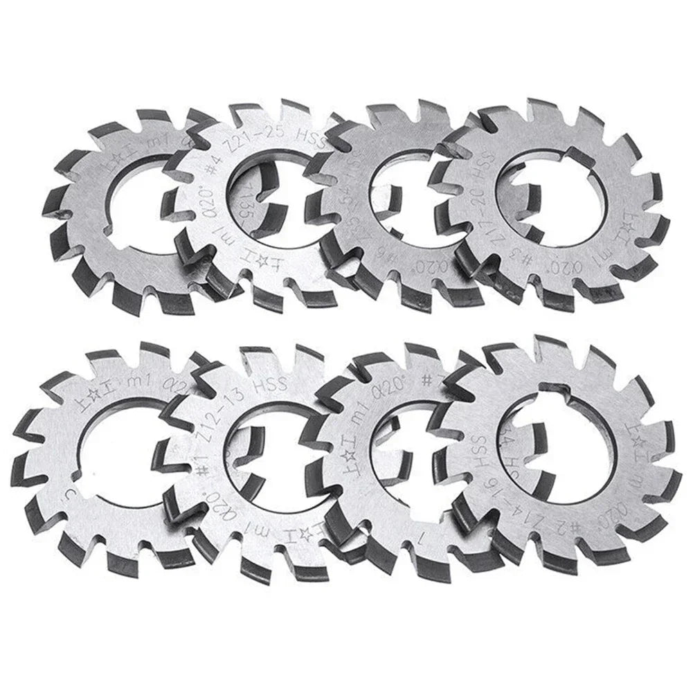 M1 HSS Involute Gear Cutter Set – 8 Pieces, 20° Pressure Angle Gear Cutter Set Axl