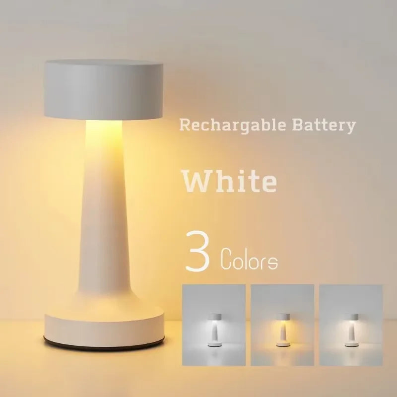 Retro LED Table Lamp – Touch Dimmable 3-Color Rechargeable LED Table Lamp Axl White 1