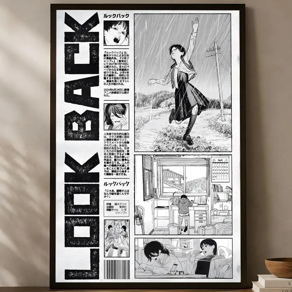 Look Back Manga HD PVC Self-Stick Wall Art Poster – Waterproof Wall Art Poster Axl White11 40X50cmNoframe