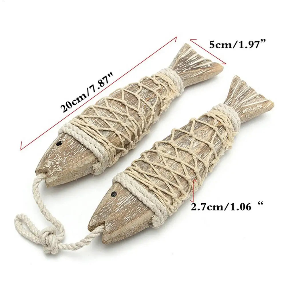 Hand-Carved Wood Fish Wall Sculpture – Nautical Decor Set of 2 Wood Wall Sculpture Axl Small