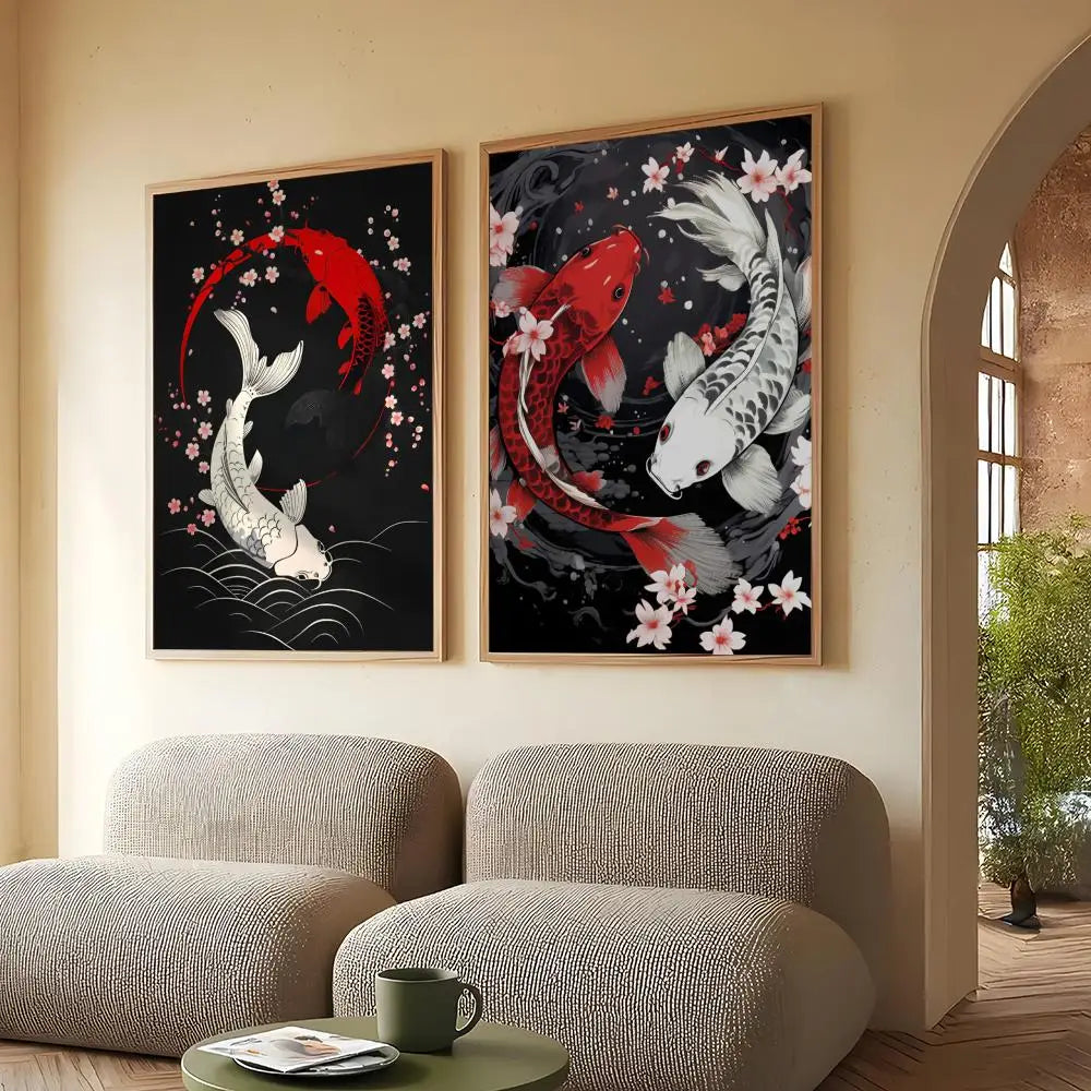 Lucky Koi Yin Yang Canvas Wall Art | HD Print Home Decor Canvas Wall Art Axl