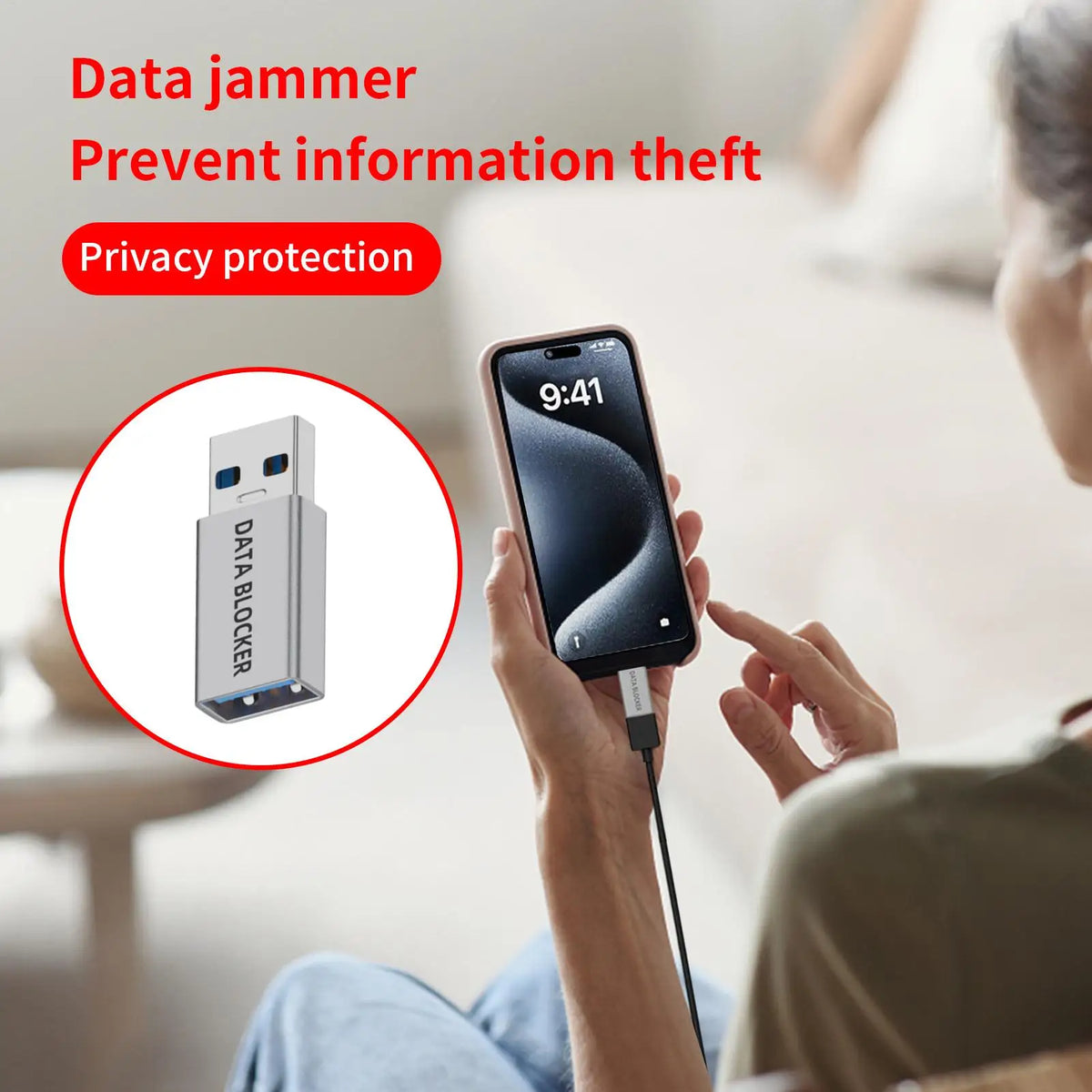 USB Data Blocker Adapter – Secure Charging Protector USB Security Adapter Axl