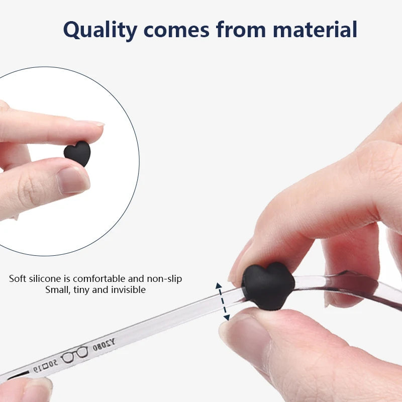 Heart Silicone Anti-Slip Ear Hooks for Glasses – 2 Pairs Eyeglass Ear Hooks Axl