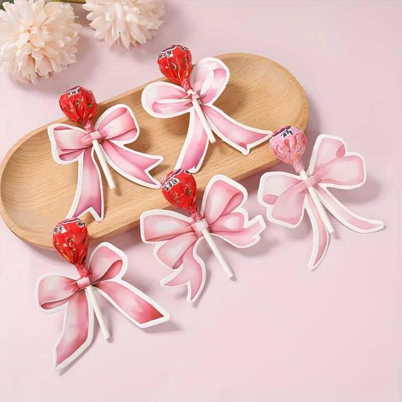 Bow Design Lollipop Wrapper Cards | Pastel Party Candy Tags Party Candy Tags Axl