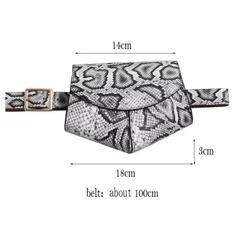 Women's Mini Snake Print Waist Bag – Faux Leather Belt Saddle Bag Belt Bag Axl