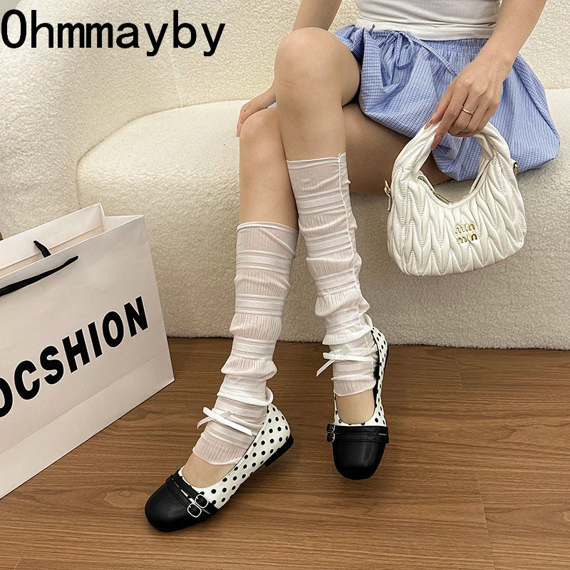 Women's Polka Dot Ballet Flats – Vintage Mary Jane Slip-Ons Ballet Flats Axl