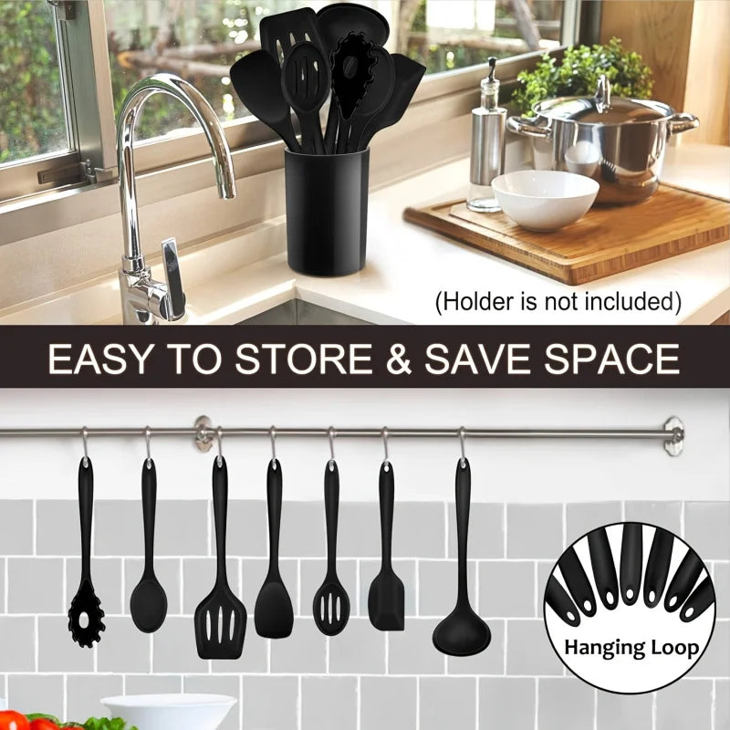 7-Piece Silicone Kitchen Utensil Set – Non-Stick Spatula & More Silicone Utensil Set Axl