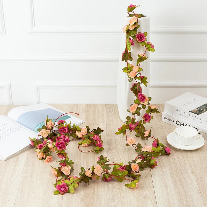 Rose Artificial Flower Vine Garland – Silk Wedding & Home Decor Artificial Flower Garland Axl rose pink 1 pc