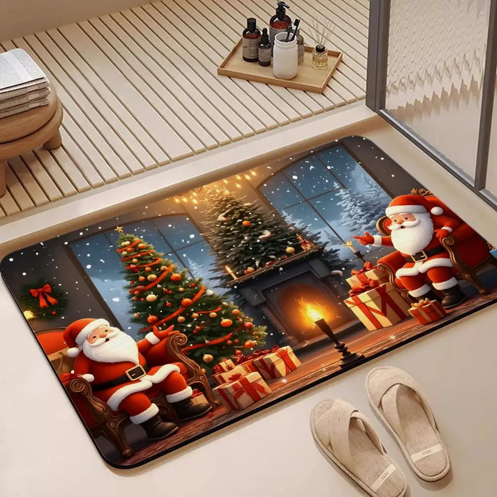 Santa Claus Diatomite Bath Mat – Quick Dry & Non-Slip Diatomite Bath Mat Axl