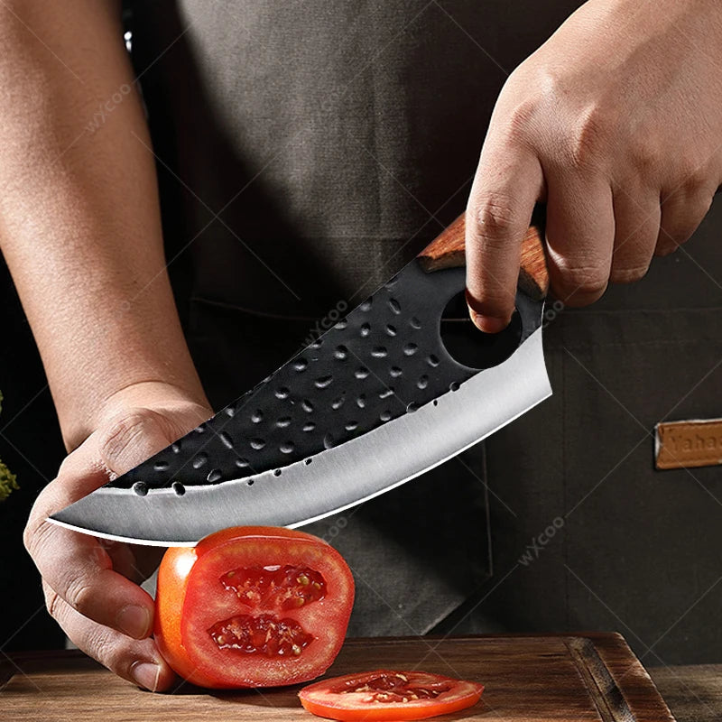 Forged Stainless Steel Boning & Meat Cleaver Knife – Wood Handle Kitchen Knife Axl