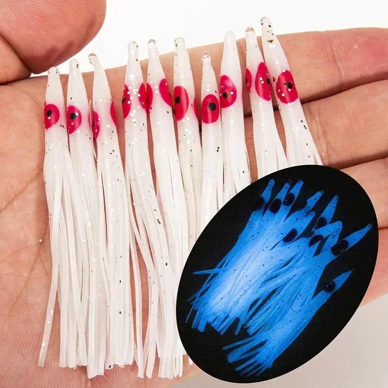 10-Pack Luminous Squid Skirt Fishing Lures | Soft Rubber Bait Fishing Lures Axl 3