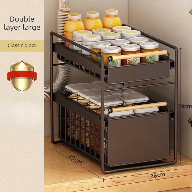 Multifunctional Kitchen Storage Rack – Large Capacity Organizer Kitchen Storage Rack Axl Black Large
