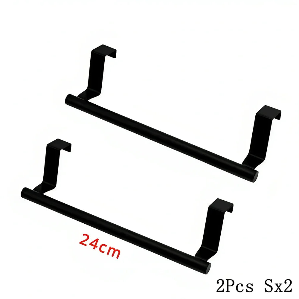 Punch-Free Door Hanging Towel Bar | Stainless Steel Rack Door Towel Rack Axl Black M-2Pcs XL
