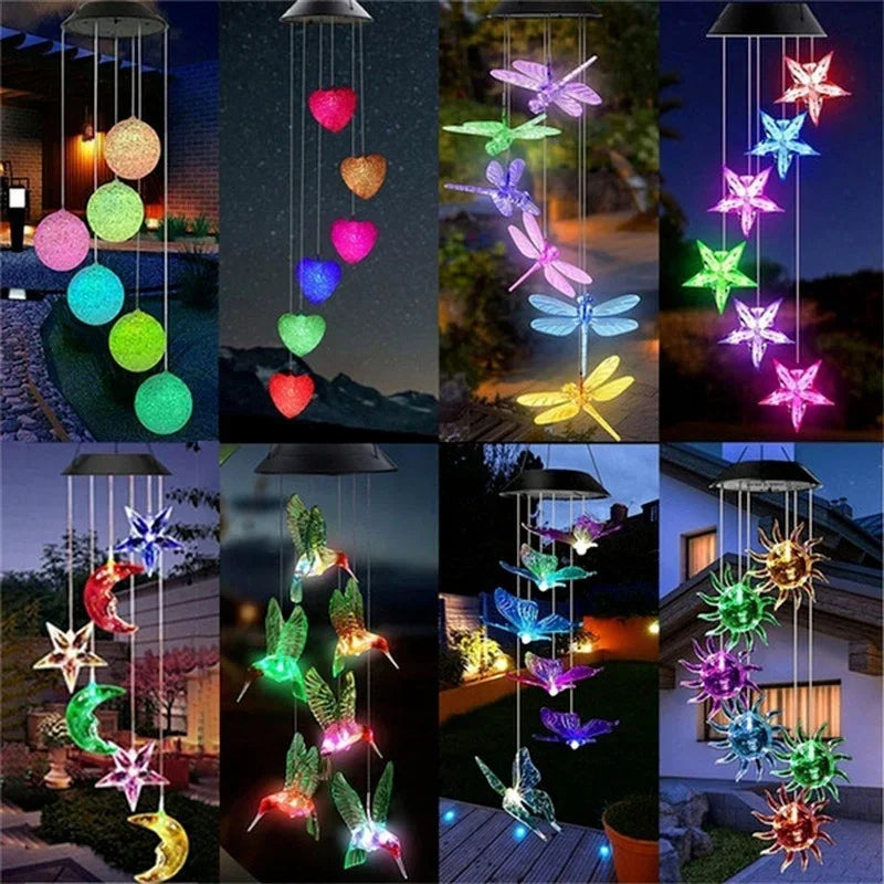 Solar LED Wind Chime Color Changing Crystal Ball Garden Light Solar Garden Light Axl