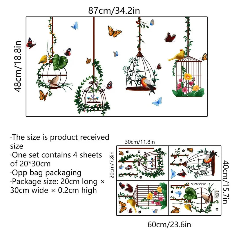 Butterfly Bird Cage Wall Stickers – Removable Home Decor Decals Wall Decal Stickers Axl A