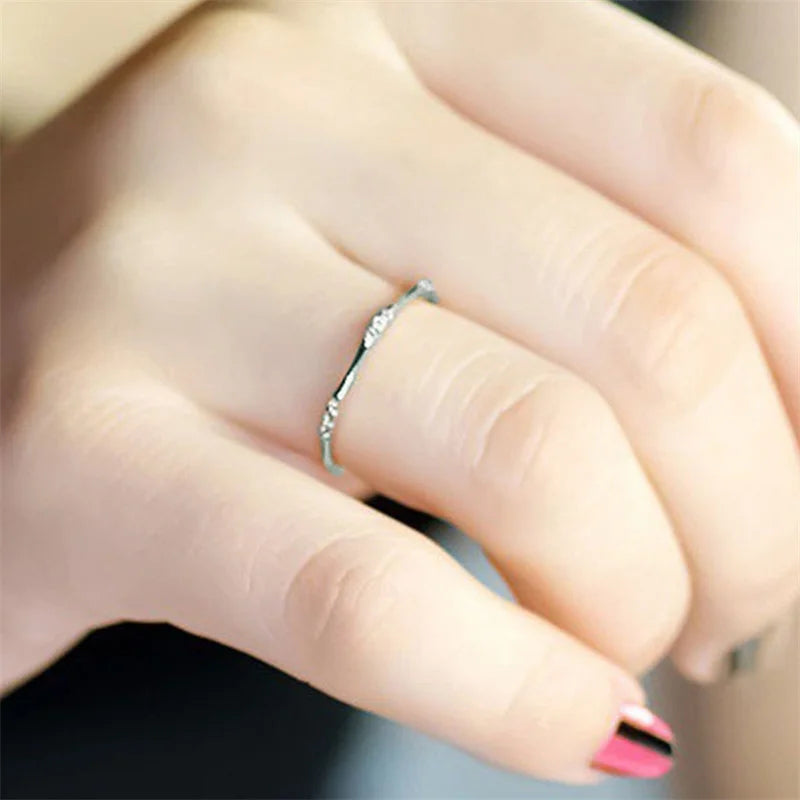 Huitan Thin CZ Rings for Women – Trendy Cubic Zirconia Jewelry Fashion Ring Axl
