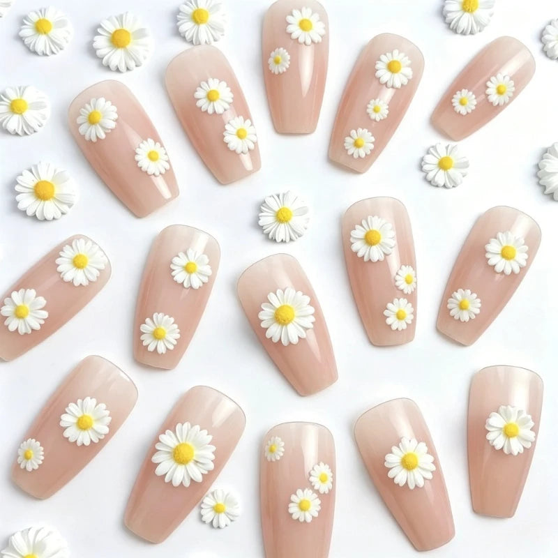 3D Daisy Nail Charms – Resin Flatback Nail Art Decorations Nail Art Charms Axl