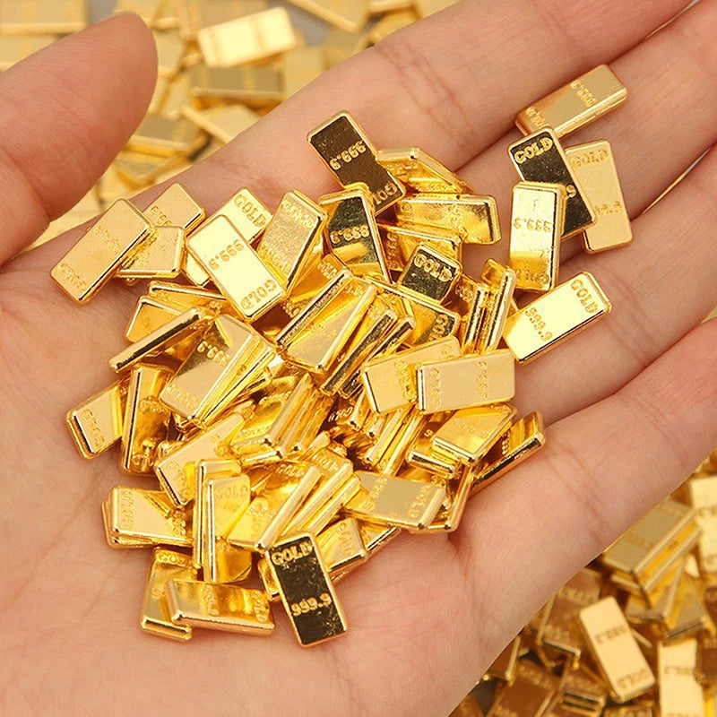 50 Pc Miniature Gold Bar Set – Dollhouse Decor & Pretend Play Dollhouse Miniatures Axl