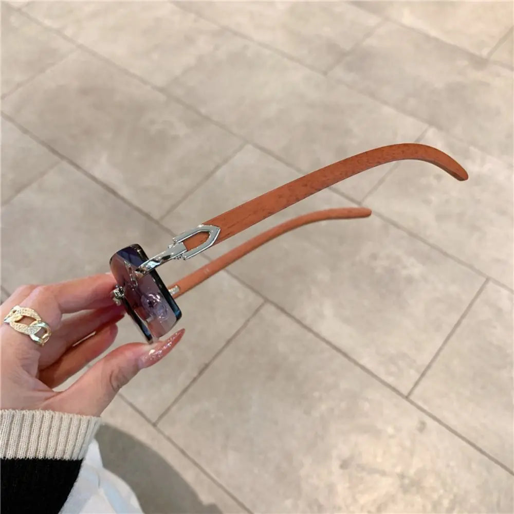 Rimless Rectangle Sunglasses UV400 Frameless Gradient Shades Frameless Sunglasses Axl