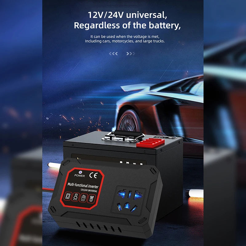 200W Car Power Inverter 12V/24V to 220V Portable Converter Car Power Inverter Axl
