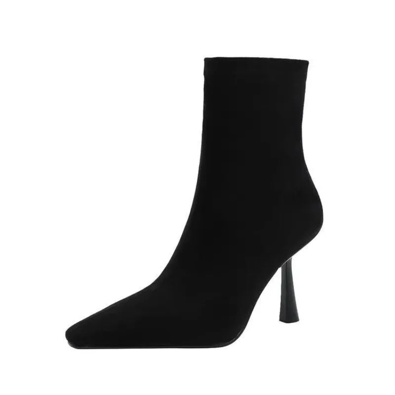 Women's Stiletto Ankle Boots – Pointed Toe Suede Zip Design Stiletto Ankle Boots Axl