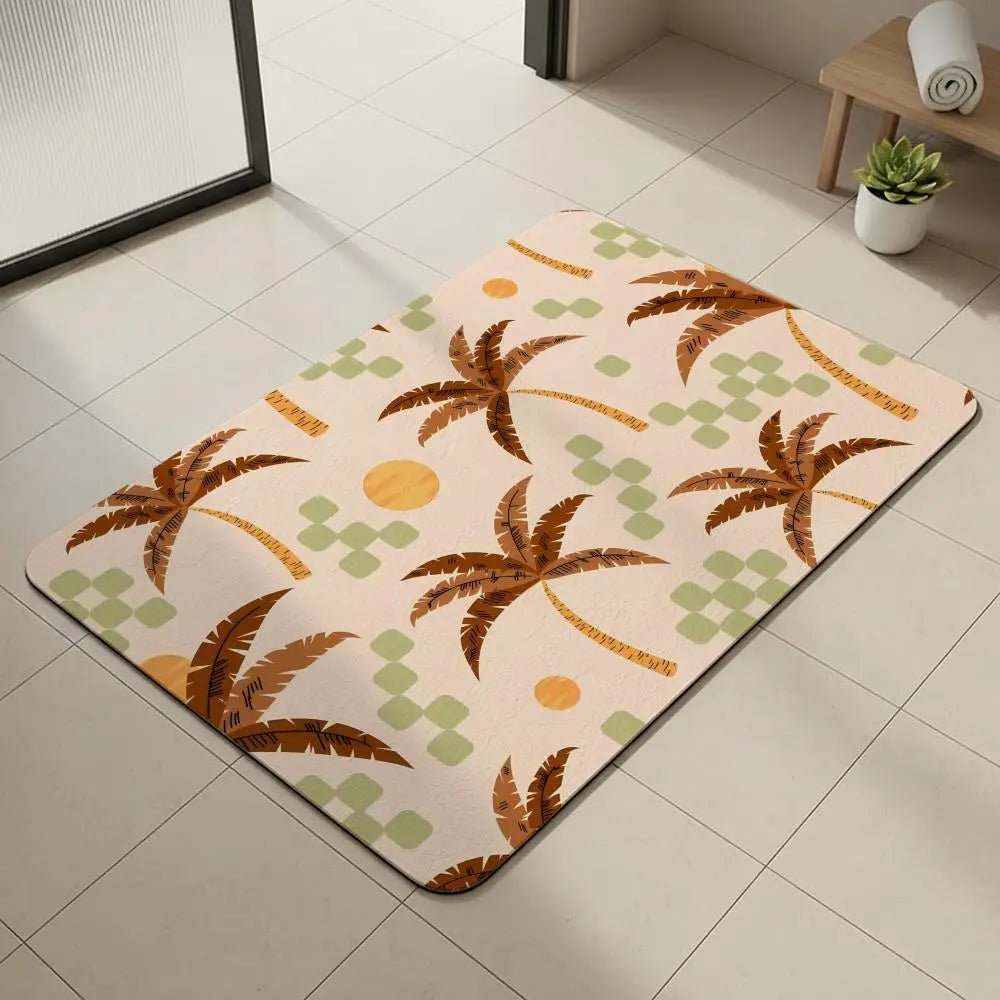 Tropical Palm Diatomite Bath Mat – Quick Dry & Anti-Slip Diatomite Bath Mat Axl White7 30x45cm