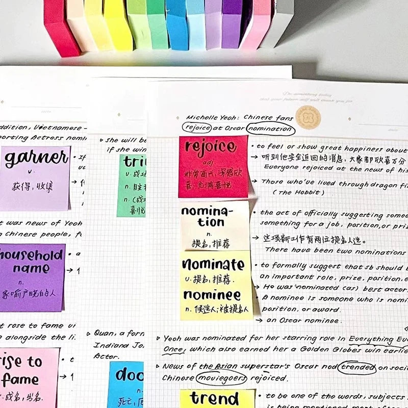 11-Color Fluorescent Sticky Notes Memo Pad Set – School & Office Sticky Note Set Axl