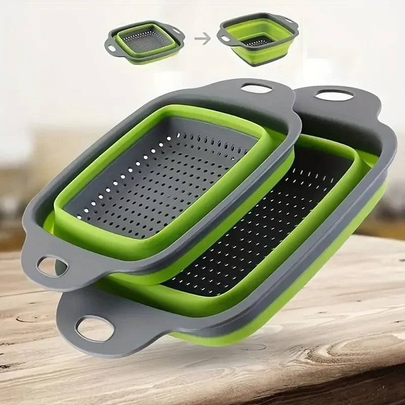 Foldable Silicone Strainer Set 2pc – Food-Safe Kitchen Colander Kitchen Colander Set Axl