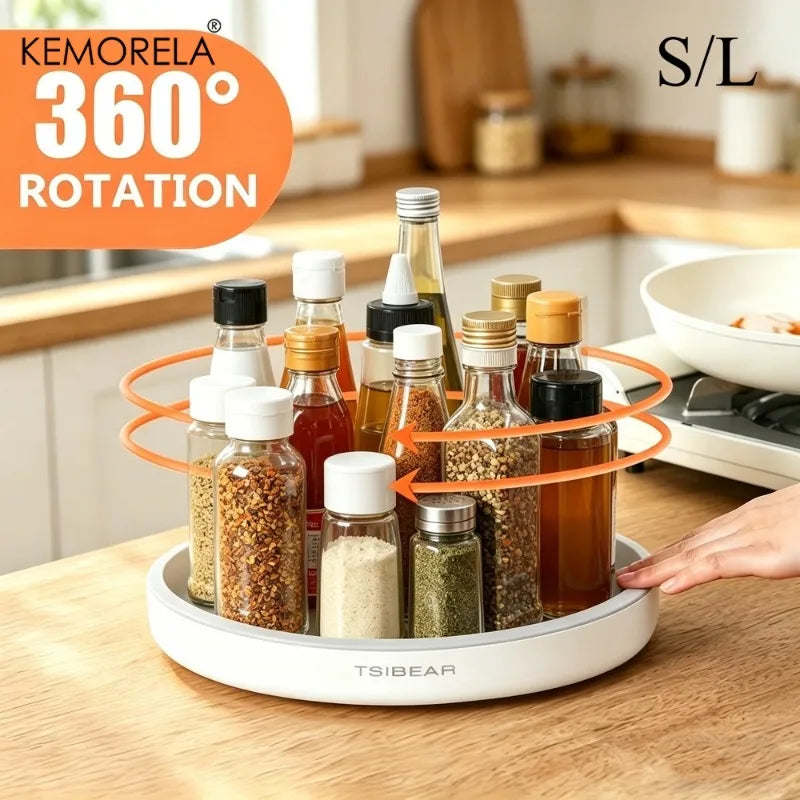 360° Rotating Turntable Organizer – Spice & Countertop Storage Rotating Storage Tray Axl