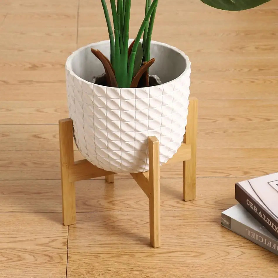 Wood Flower Pot Stand – 10/12 Inch Four-Legged Display Holder Plant Pot Stand Axl