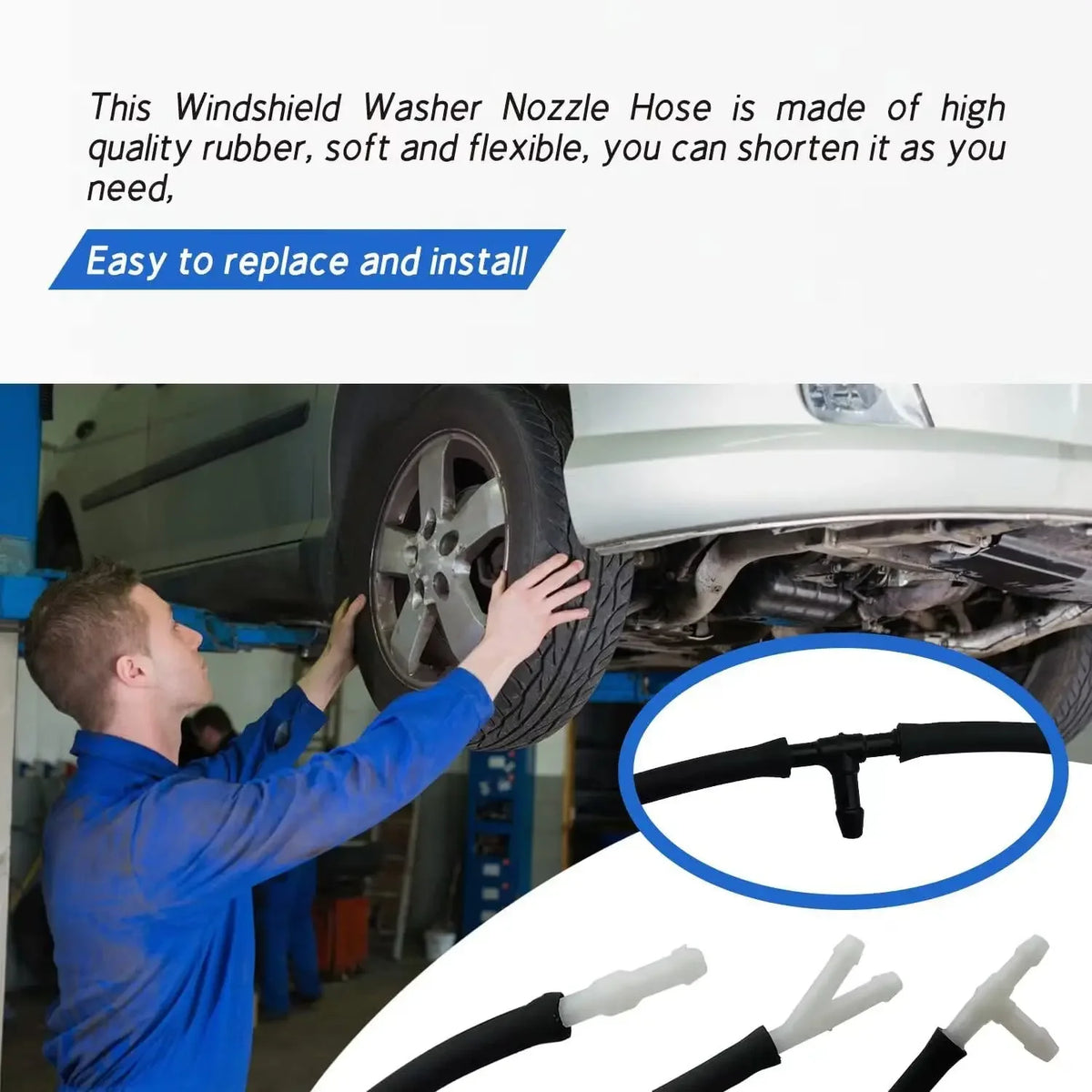 Car Windshield Washer Fluid Hose with Nozzle & Clamp Washer Fluid Hose Kit Axl