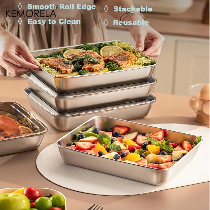 5-Pc Stainless Steel Leakproof Stackable Lunch Box Set Food Storage Containers Axl